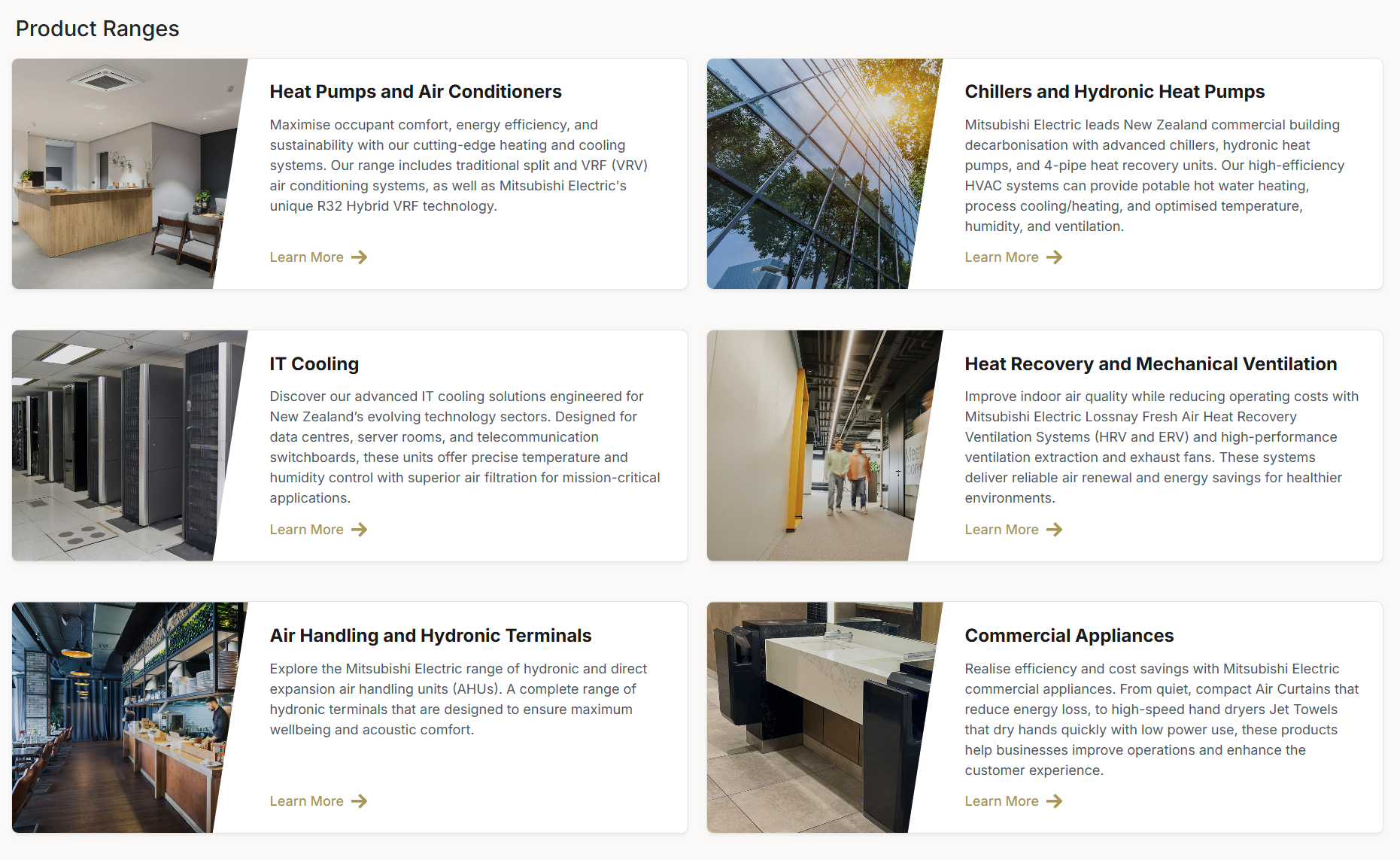 Chillers category navigation