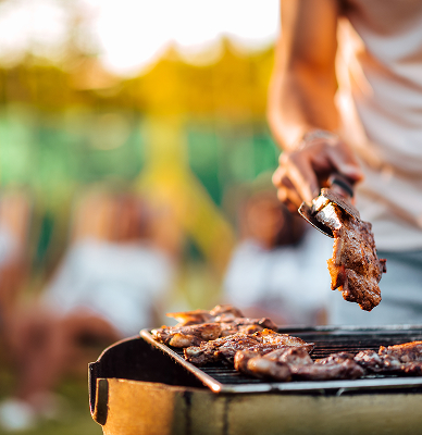 Meat on a barbecue